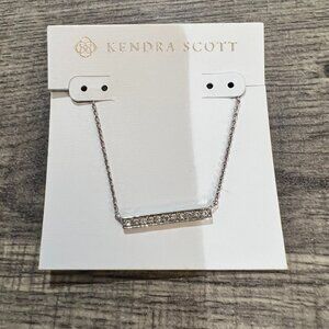 Kendra Scott Addison Silver Metal Bar Pavé Necklace
